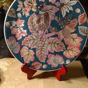 Decorative Plate with Bird and Floral Design